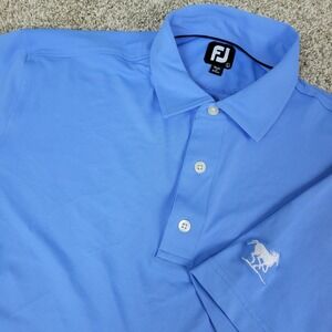 FootJoy Mens Large Solid Blue Performance Stretch Golf Polo Short Sleeve